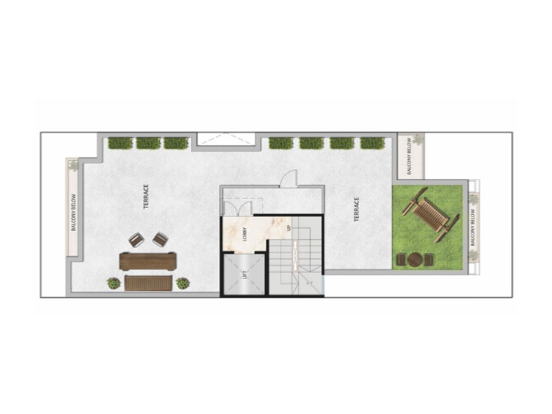 Project Unit Plans – Type A (3 BHK Flats + Toilets) for sale in Gurgaon– Terrace Plan – Signature Global City 92