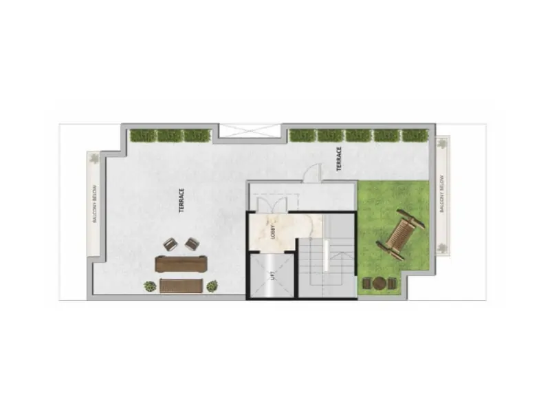 Project Unit Plans – Type B (2 BHK Flat + Toilet) Apartment for sale in Gurgaon – Terrace Plan – Signature Global City 92