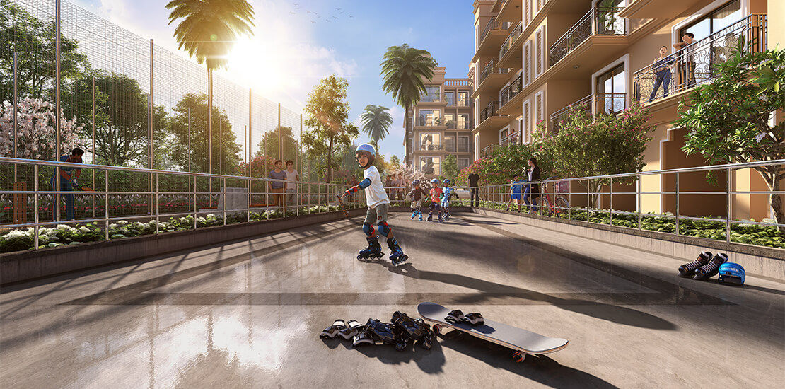 Roller skates area for children in signature global park 4&5 premium independent residential property for sale in sector 36, Sohna, South of Gurugram.
