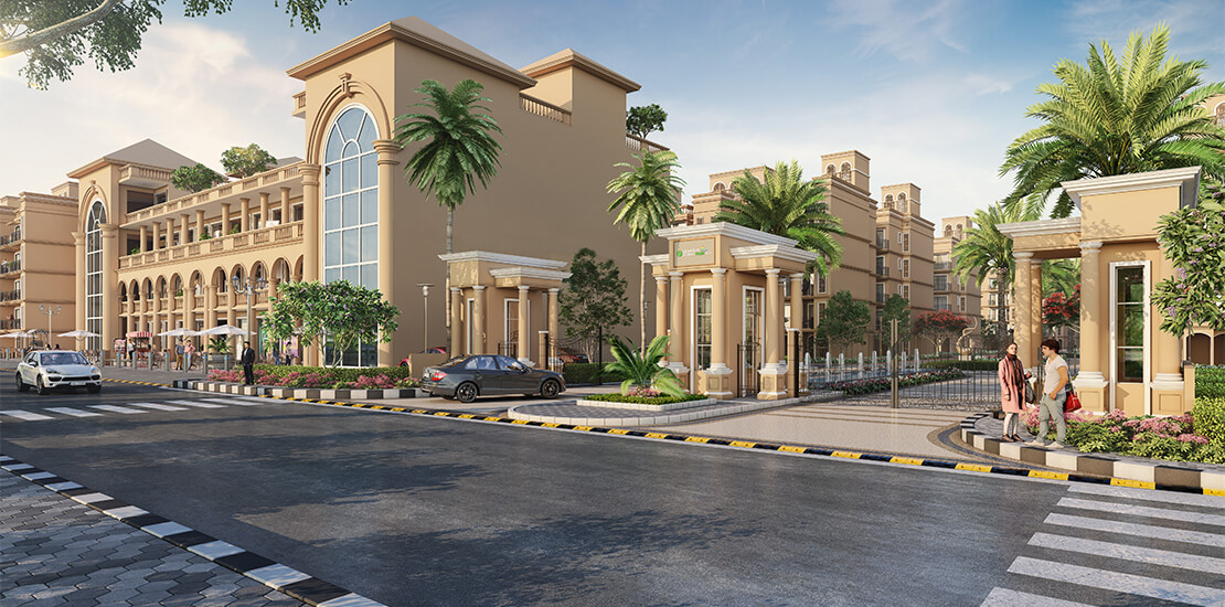 Road side panoramic view of buy luxury 2&3 bhk flats in sector 36, Sohna, South of Gurugram.
