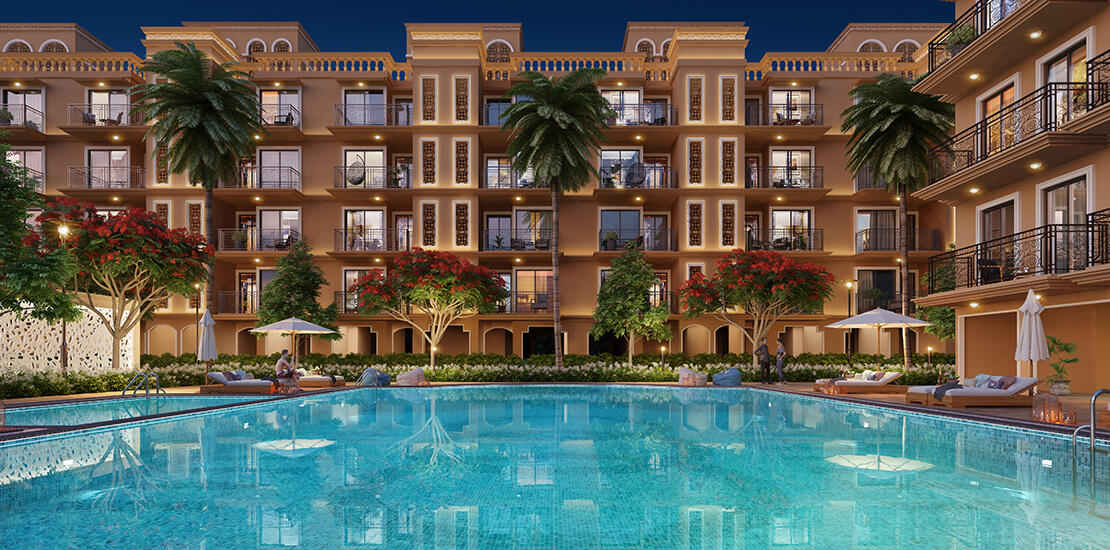 Infinity swimming pool in luxury housing society in sector 36, Sohna, South of Gurugram.