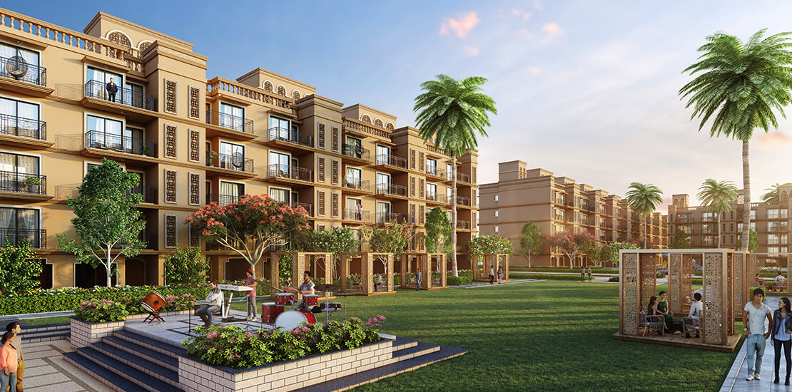 Outdoor Amphitheatre in signature global park 4&5 buy 2&3 bhk flats in luxury residential housing society in sector 36, Sohna, South of Gurugram.
