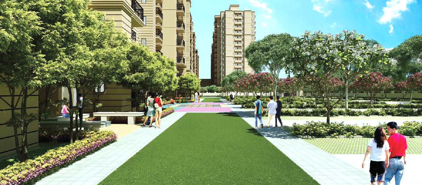 Walking path & sitting area in an affordable residential project in 37D Gurgaon - Signature Global The Millennia 3