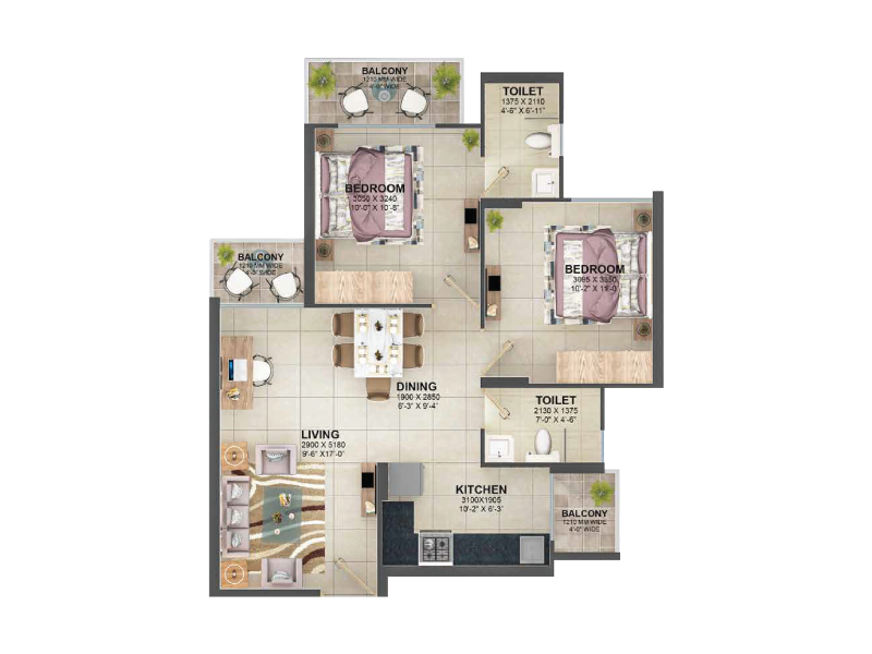 Signature Global Millennia Affordable house - Floor Plan