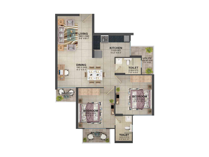 Signature Global Millennia Affordable house - Floor Plan