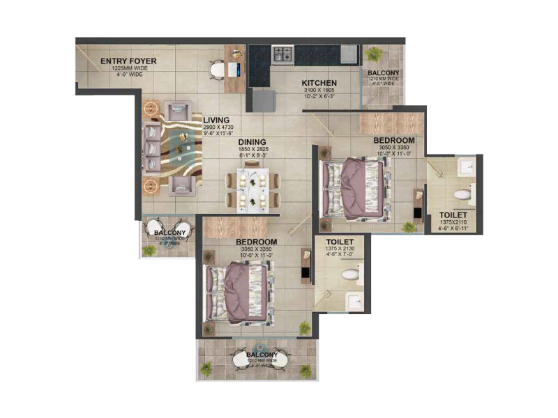 Signature Global Millennia Affordable house - Floor Plan